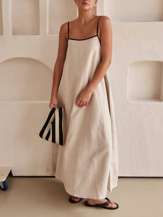 Contrast Strap A-Line Dress