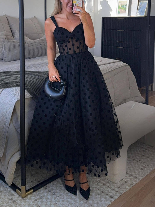 Tulle Polka Dot Midi Dress