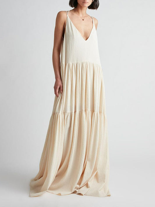 Deep V-Neck V-Neck Maxi Dress