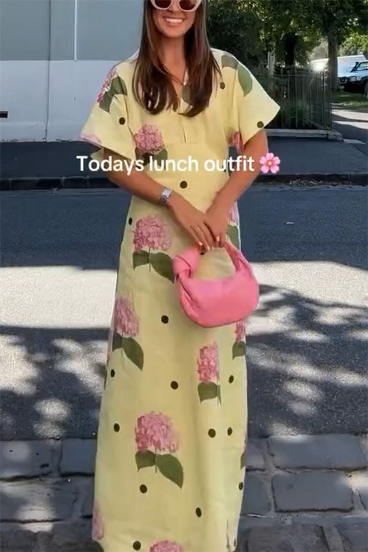 Shirt Floral Polka Dot Maxi Dress