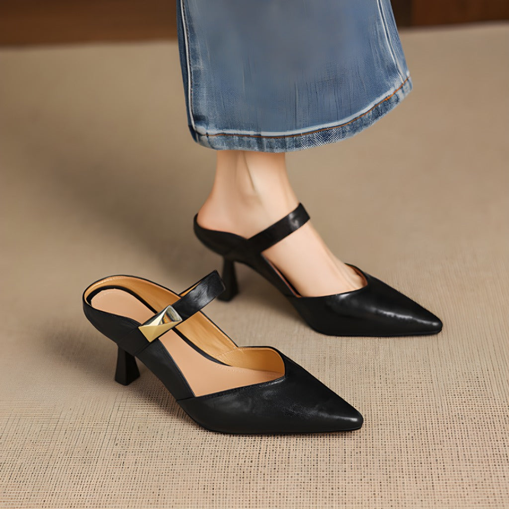 Leather Mary Jane Mules