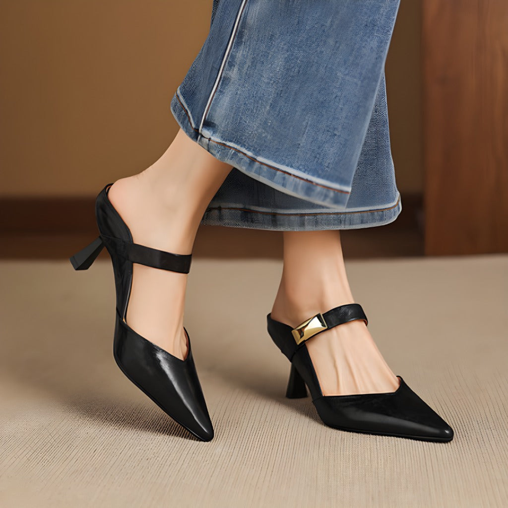 Leather Mary Jane Mules