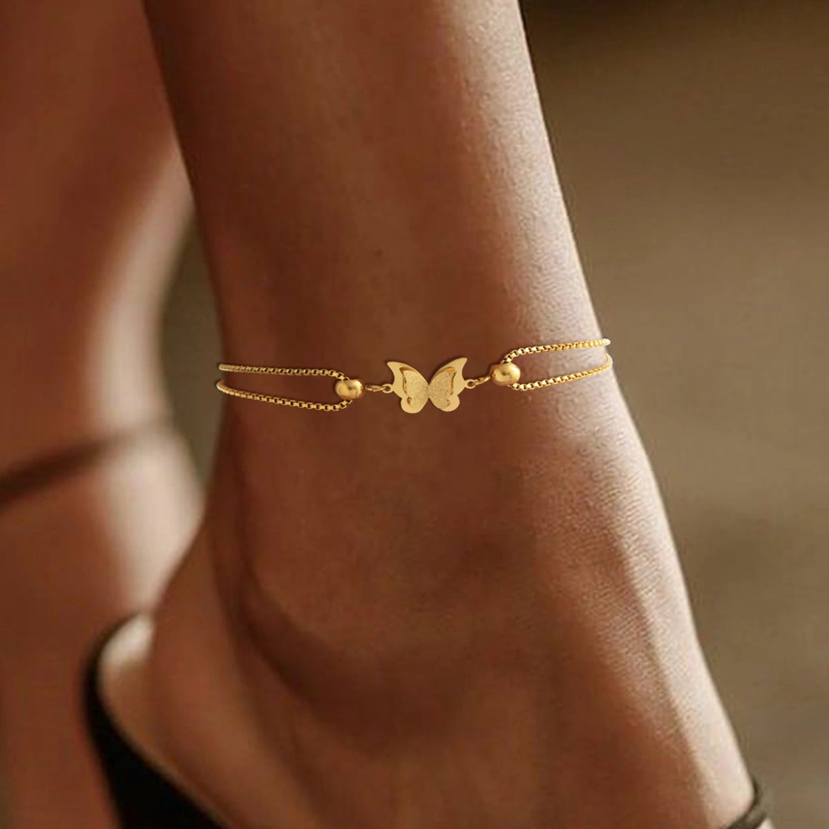 Butterfly Double Chain Anklet