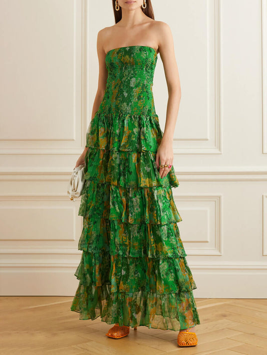 Strapless Bandeau Floral Maxi Dress