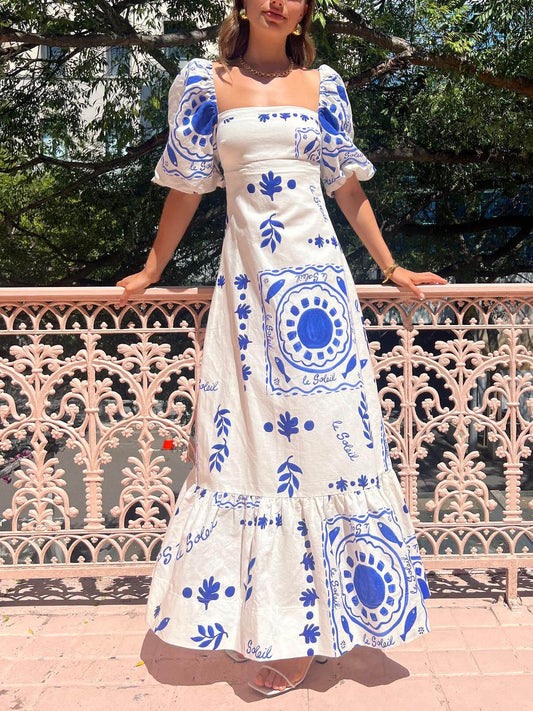 Puff Sleeve Midi Dress