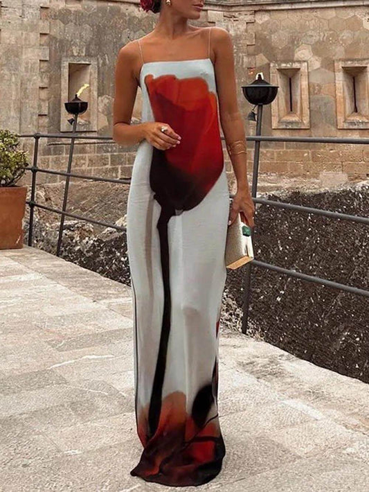 Slip Abstract Print Maxi Dress