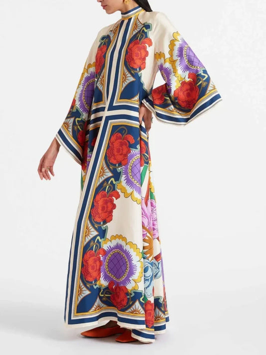 Draped Floral Maxi Dress