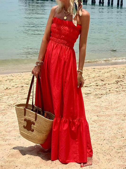 Off Shoulder Smocked Maxi Dress