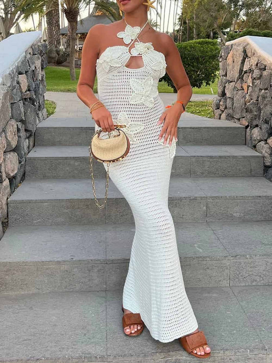 Bodycon Crochet Halter Maxi Dress