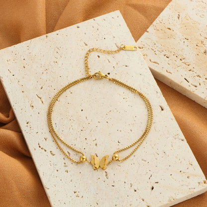Butterfly Double Chain Anklet