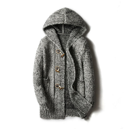 Loose-fitting, warm knit cardigan trench coat