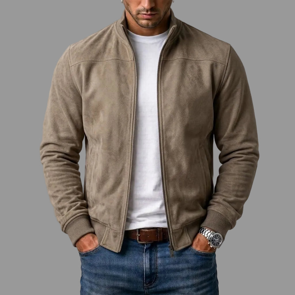 Men's Suede Bomber Jacket