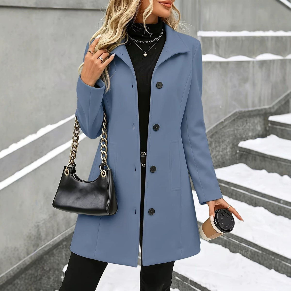 Women’s Mid-Length Wool Blend Coat