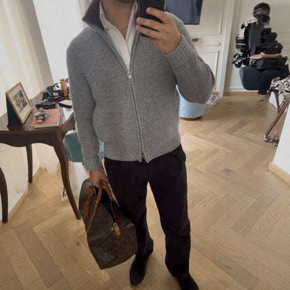 Men’s Fur Collar Knitted Cardigan