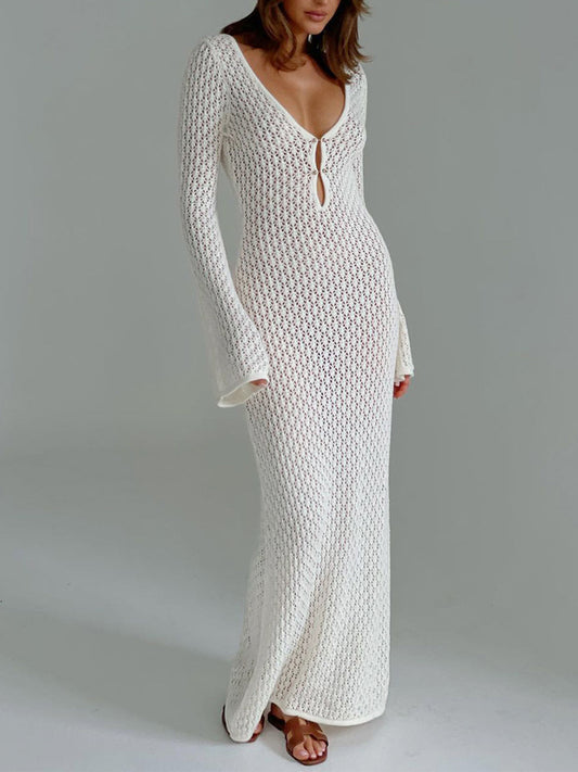 Open Back Beach Cover Up Maxi Dress