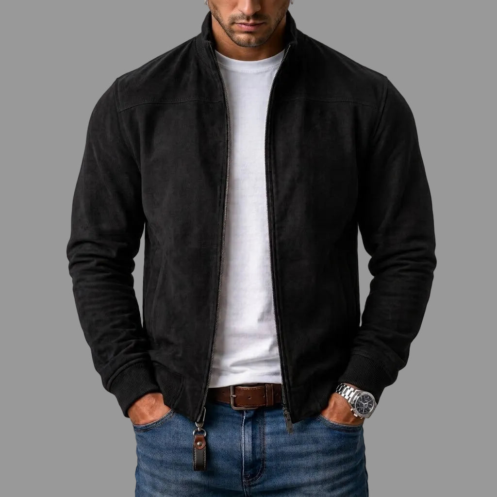 Men's Suede Bomber Jacket