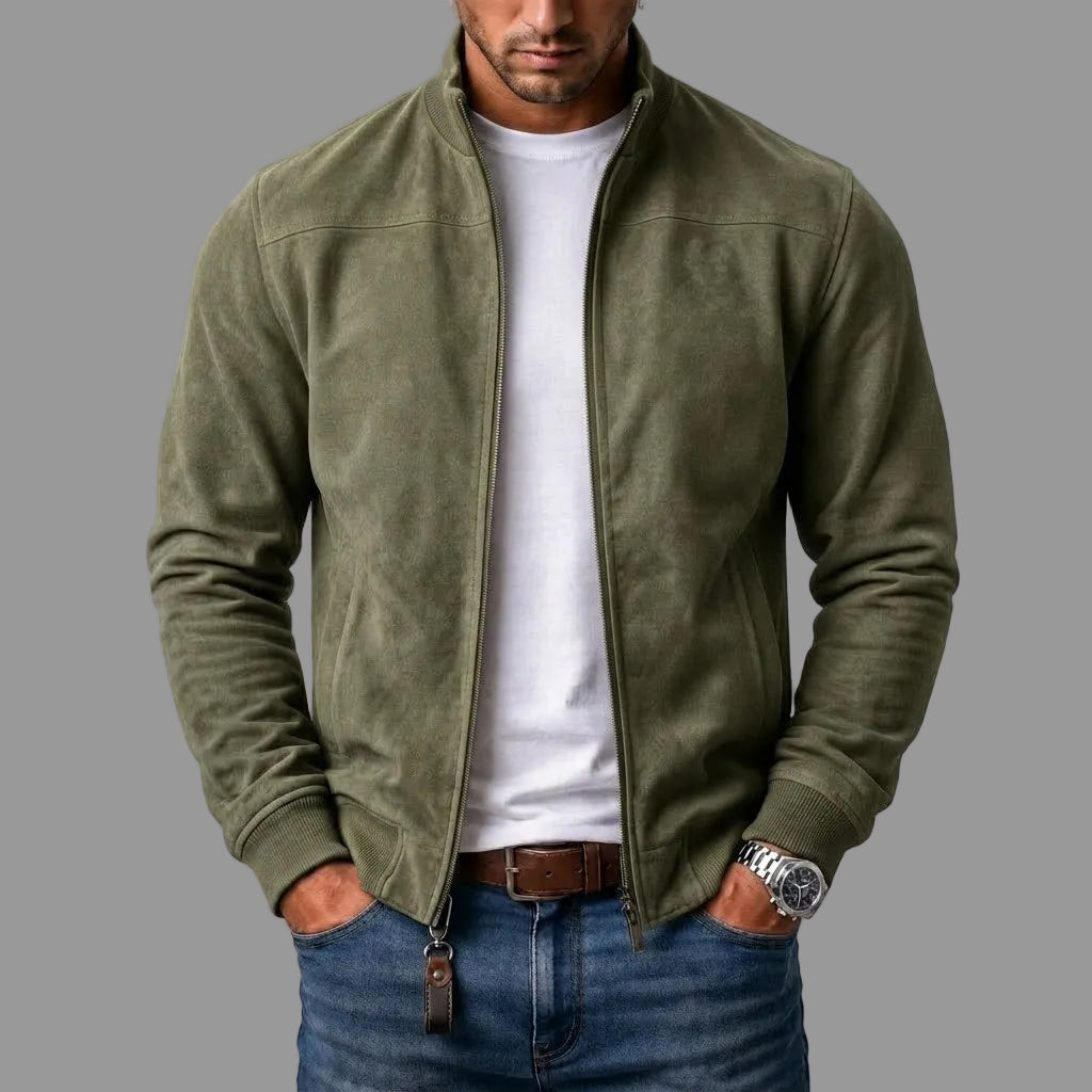 Men's Suede Bomber Jacket