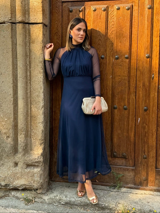 Long Sleeve Tulle Maxi Dress