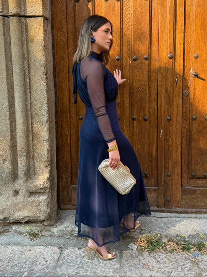 Long Sleeve Tulle Maxi Dress