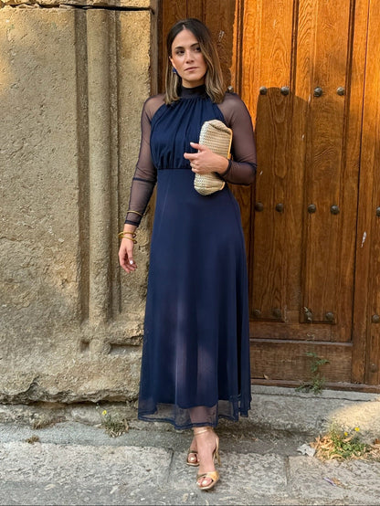 Long Sleeve Tulle Maxi Dress