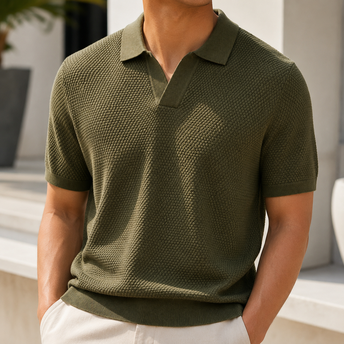 Men's Knitted Polo Shirt