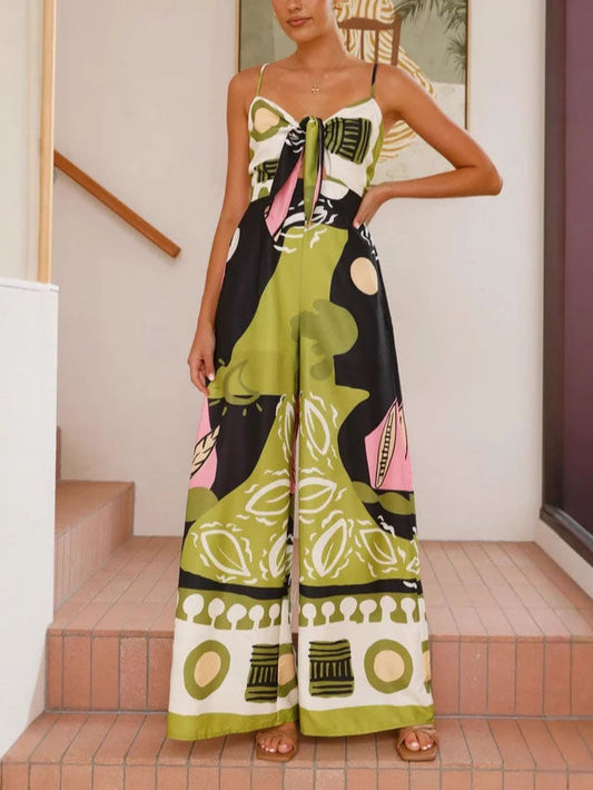 Women's Printed Wide Leg Jumpsuit