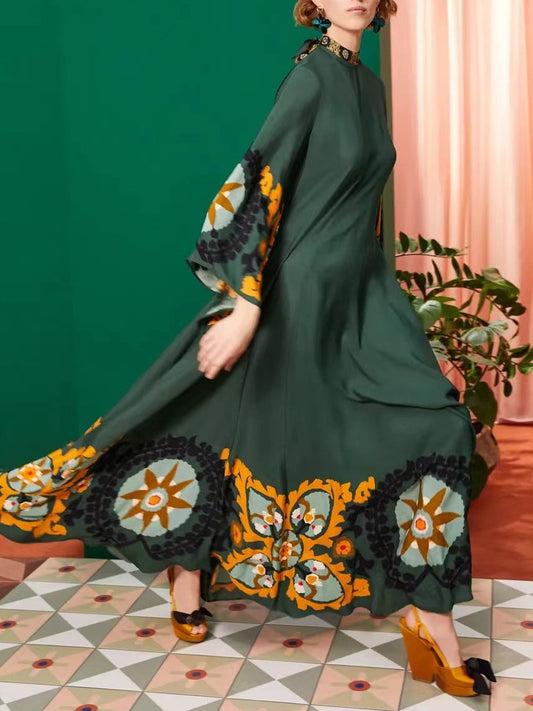 Multicolour Print Maxi Dress