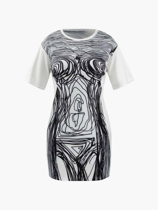 Abstract Print Mini Dress