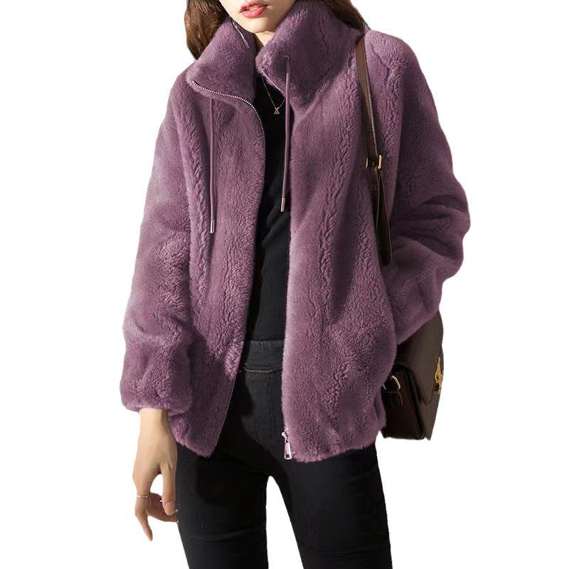 Women Fleece Zipper Cardigan Winter Thick Velvet Jacket