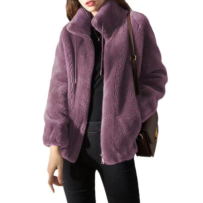 Women Fleece Zipper Cardigan Winter Thick Velvet Jacket