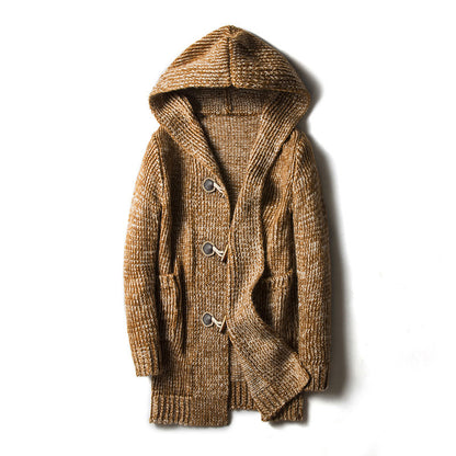 Loose-fitting, warm knit cardigan trench coat