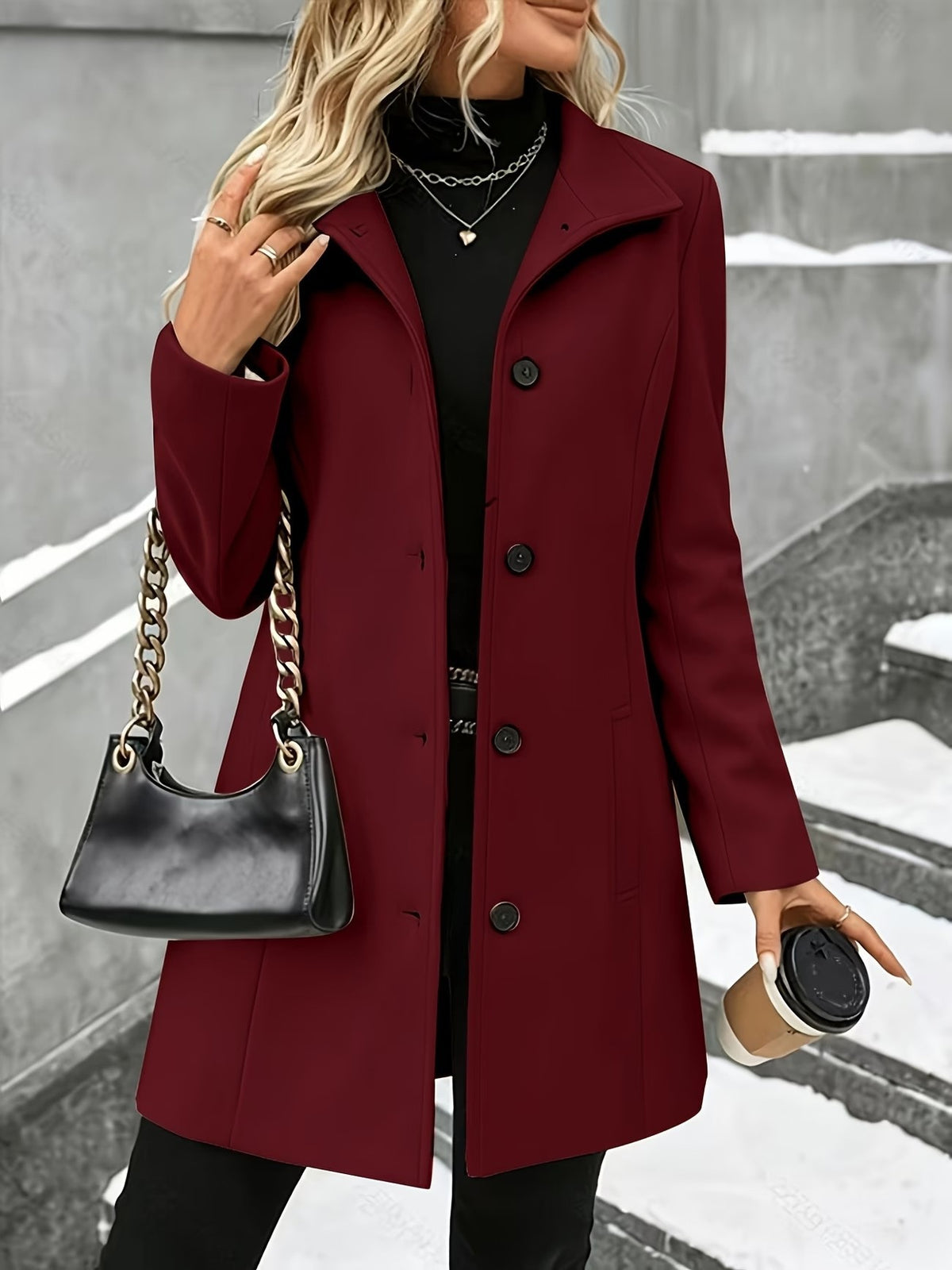 Women’s Mid-Length Wool Blend Coat
