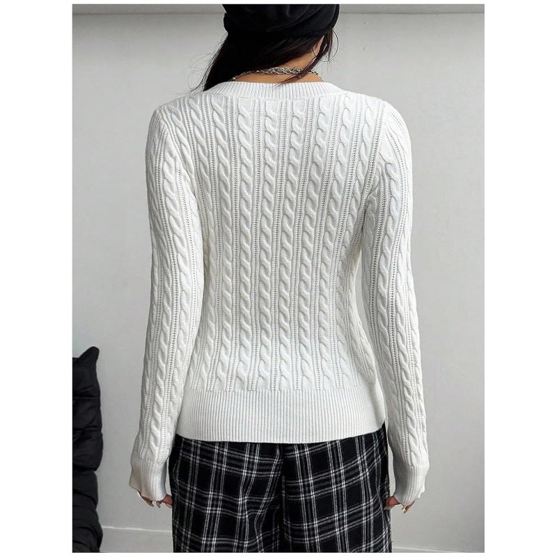 Women’s Slim Fit V-Neck Cable Knit Sweater